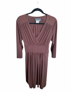 Donna Morgan Brown Faux Wrap Career Dress Women's Size 12